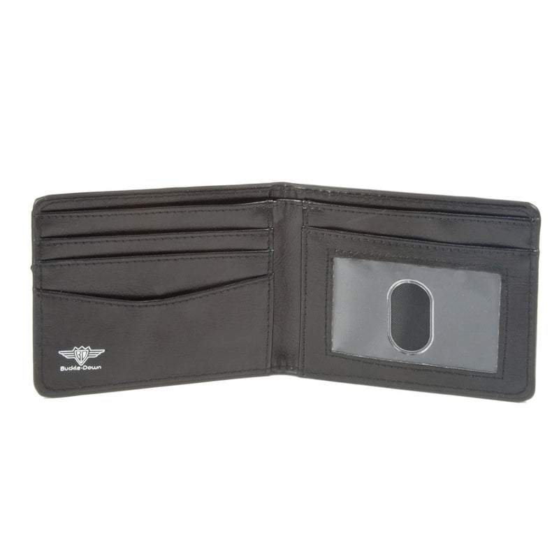 BI-FOLD WALLET - UP 3-CHARACTER FACES STACKED GRAY