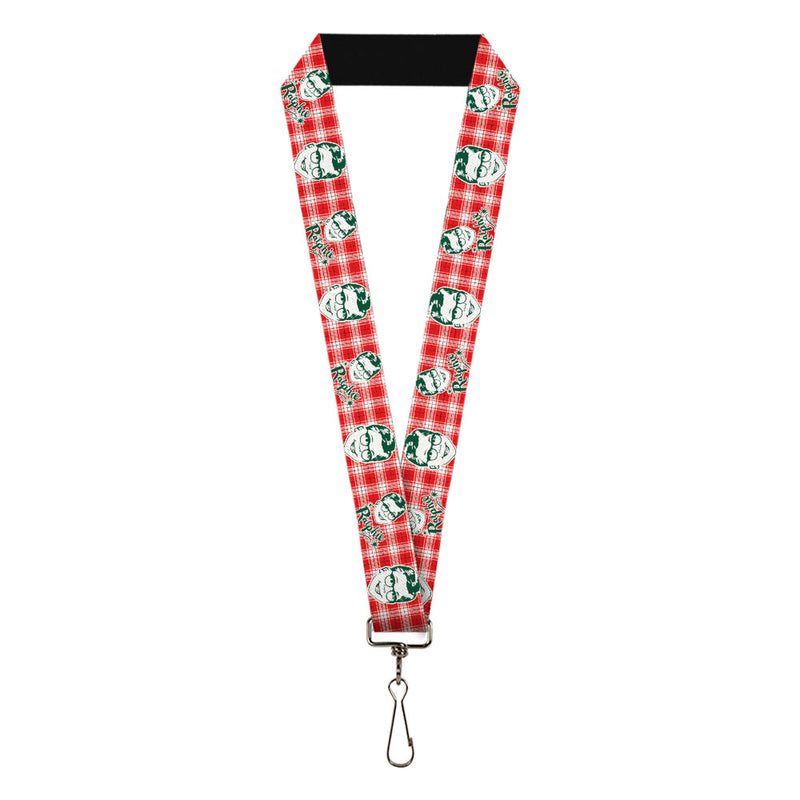 LANYARD - 1.0" - A CHRISTMAS STORY RALPHIE SMILING FACE PLAID RED WHITE GREEN