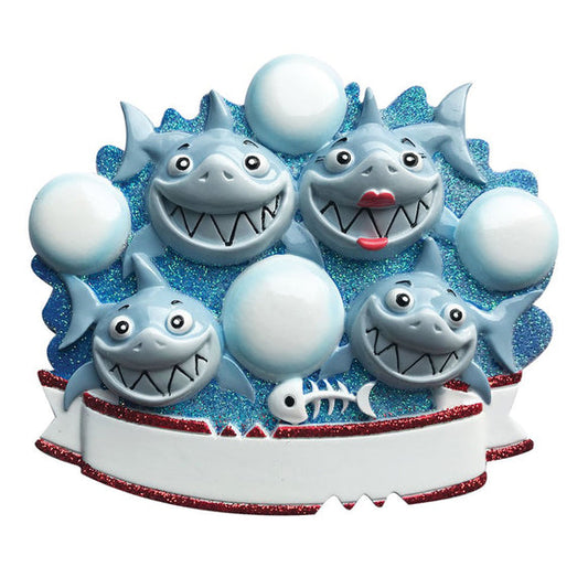 Shark Family of 4 Ornament