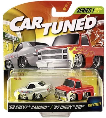 Car Tuned Series 1 Double Pack – 1969 Chevy Camaro & 1987 Chevy C10 | 1:64 Die-Cast
