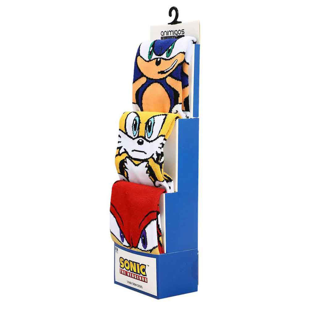 SONIC THE HEDGEHOG SONIC, TAILS, AND KNUCKLES 3 PAIR CREW SOCK